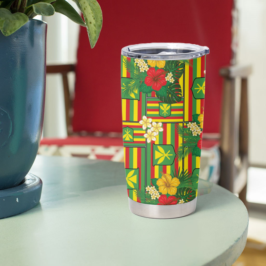 Hawaii Kanaka Maoli Hibiscus Tumbler Cup Hawaiian Flag Motif