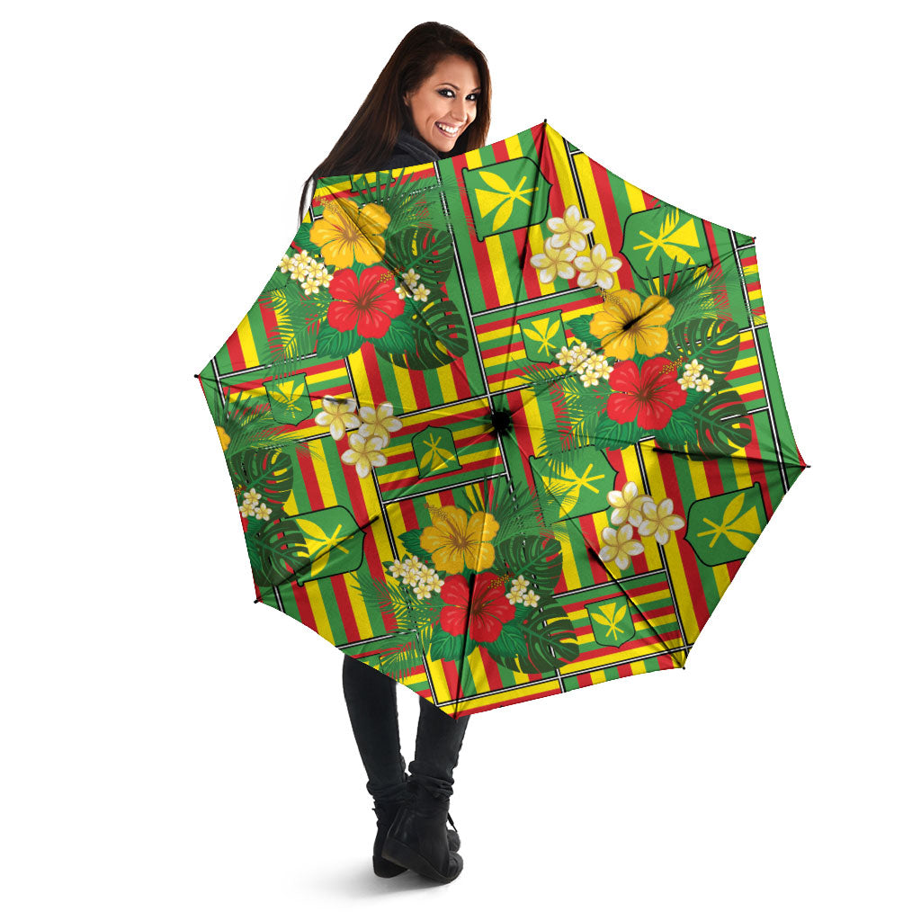 Hawaii Kanaka Maoli Hibiscus Umbrella Hawaiian Flag Motif