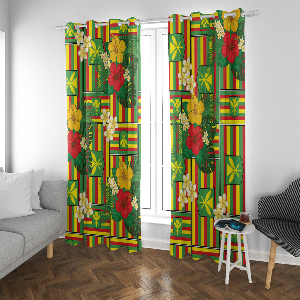 Hawaii Kanaka Maoli Hibiscus Window Curtain Hawaiian Flag Motif