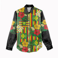 Hawaii Kanaka Maoli Hibiscus Women Casual Shirt Hawaiian Flag Motif