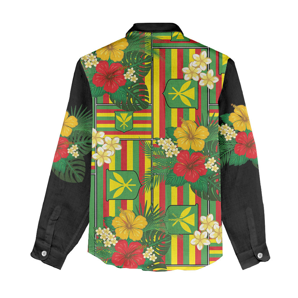 Hawaii Kanaka Maoli Hibiscus Women Casual Shirt Hawaiian Flag Motif