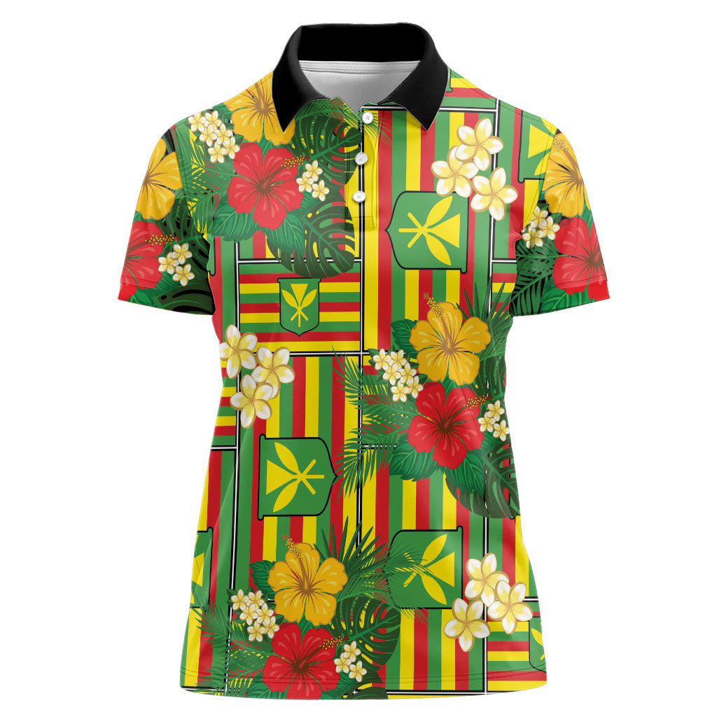 Hawaii Kanaka Maoli Hibiscus Women Polo Shirt Hawaiian Flag Motif