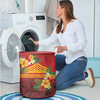 Hawaii Ku Kia'i Mauna Laundry Basket Hibiscus Kakau Pattern