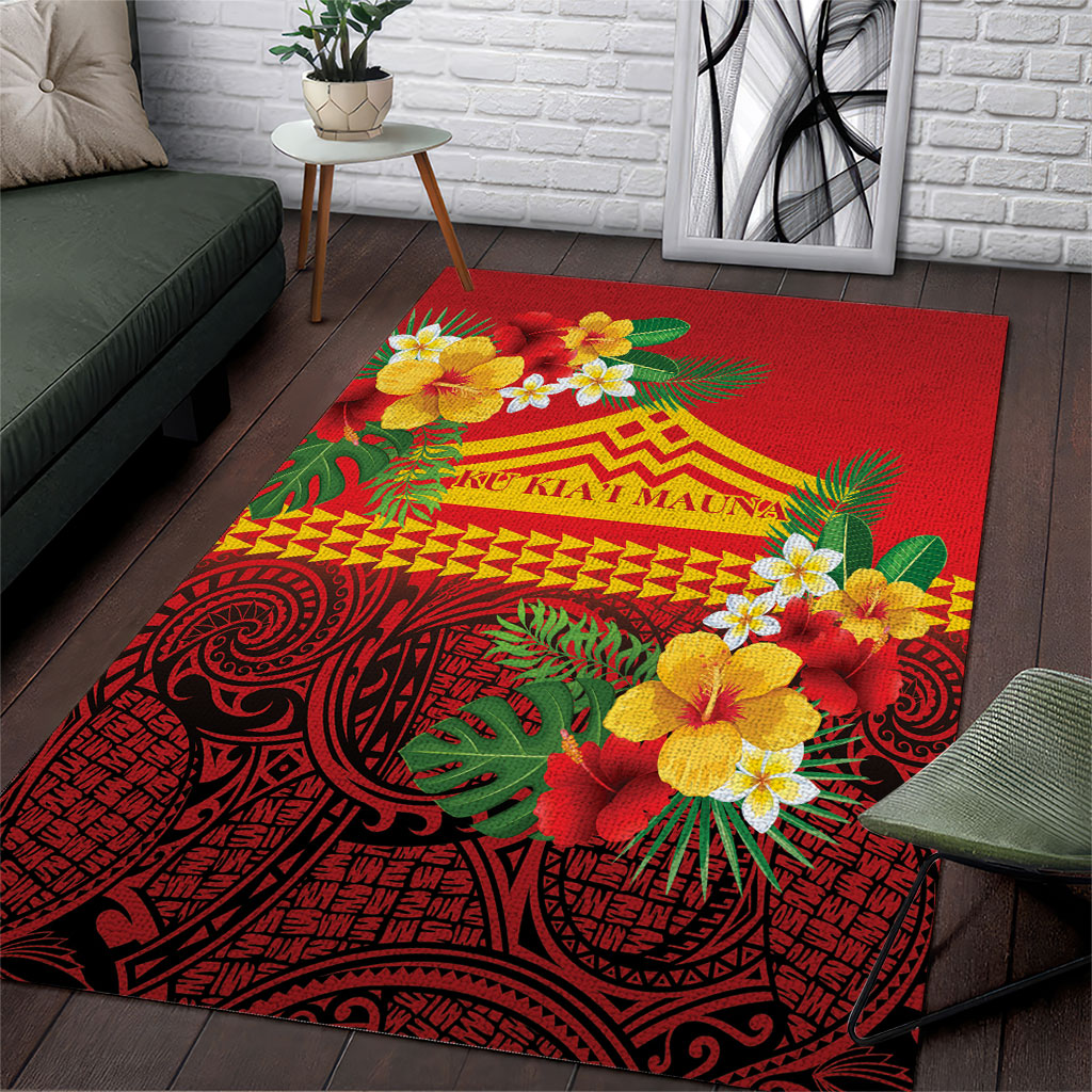 Hawaii Ku Kia'i Mauna Area Rug Hibiscus Kakau Pattern
