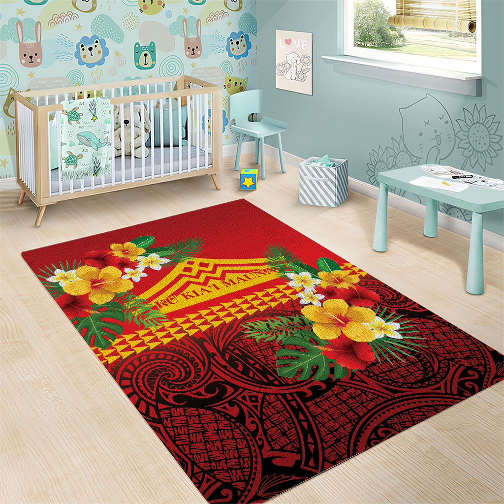Hawaii Ku Kia'i Mauna Area Rug Hibiscus Kakau Pattern