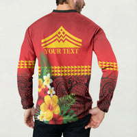 Hawaii Ku Kia'i Mauna Personalized Button Sweatshirt Hibiscus Kakau Pattern
