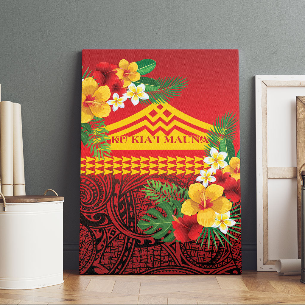 Hawaii Ku Kia'i Mauna Canvas Wall Art Hibiscus Kakau Pattern