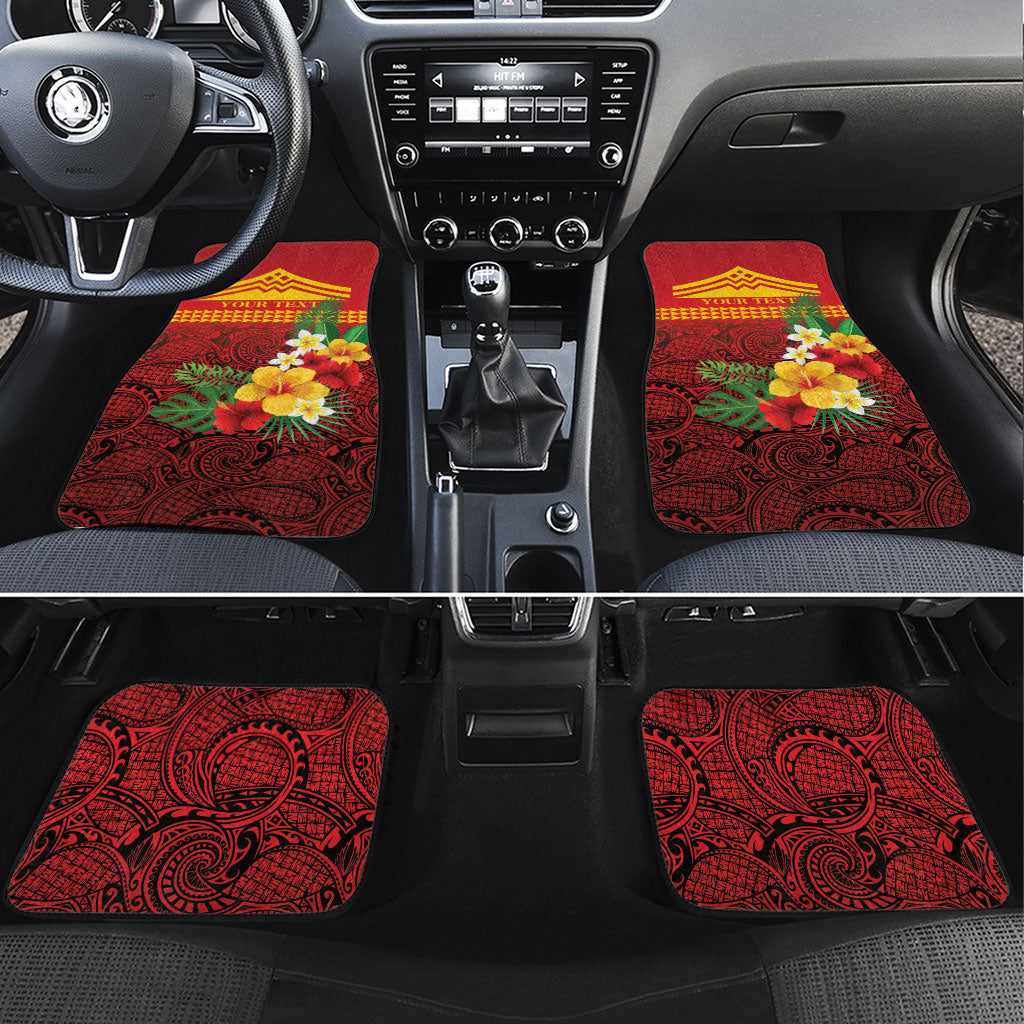 Hawaii Ku Kia'i Mauna Personalized Car Mats Hibiscus Kakau Pattern