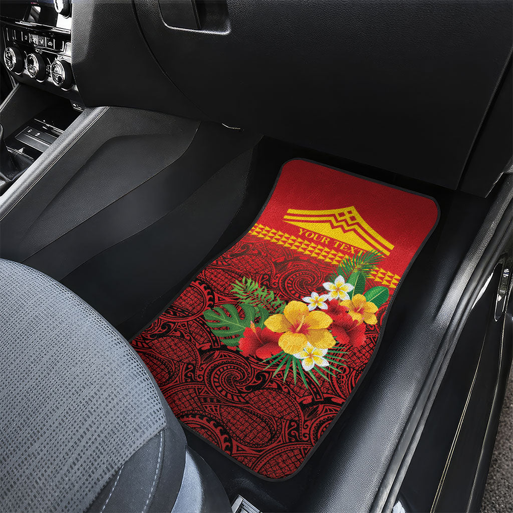 Hawaii Ku Kia'i Mauna Personalized Car Mats Hibiscus Kakau Pattern