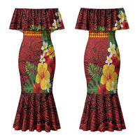 Hawaii Ku Kia'i Mauna Personalized Couples Matching Mermaid Dress and Hawaiian Shirt Hibiscus Kakau Pattern LT9 - Polynesian Pride