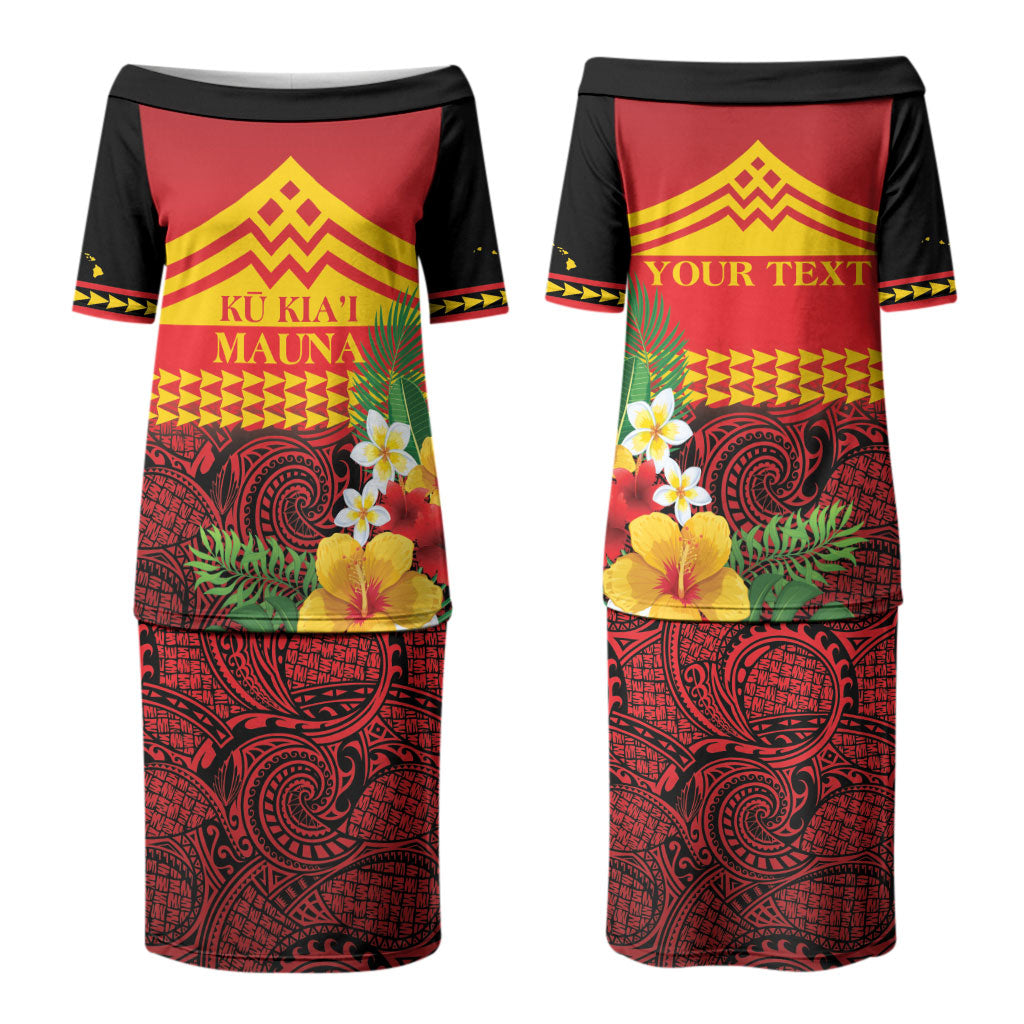 Hawaii Ku Kia'i Mauna Personalized Couples Matching Puletasi and Hawaiian Shirt Hibiscus Kakau Pattern LT9 - Polynesian Pride