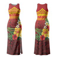 Hawaii Ku Kia'i Mauna Personalized Couples Matching Tank Maxi Dress and Long Sleeve Button Shirt Hibiscus Kakau Pattern LT9 - Polynesian Pride