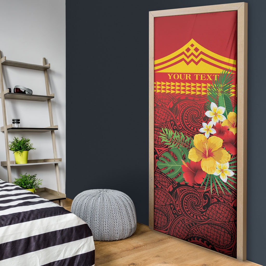 Hawaii Ku Kia'i Mauna Personalized Door Cover Hibiscus Kakau Pattern