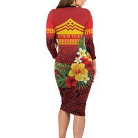Hawaii Ku Kia'i Mauna Personalized Family Matching Long Sleeve Bodycon Dress and Hawaiian Shirt Hibiscus Kakau Pattern
