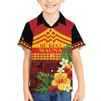 Hawaii Ku Kia'i Mauna Personalized Family Matching Off Shoulder Maxi Dress and Hawaiian Shirt Hibiscus Kakau Pattern