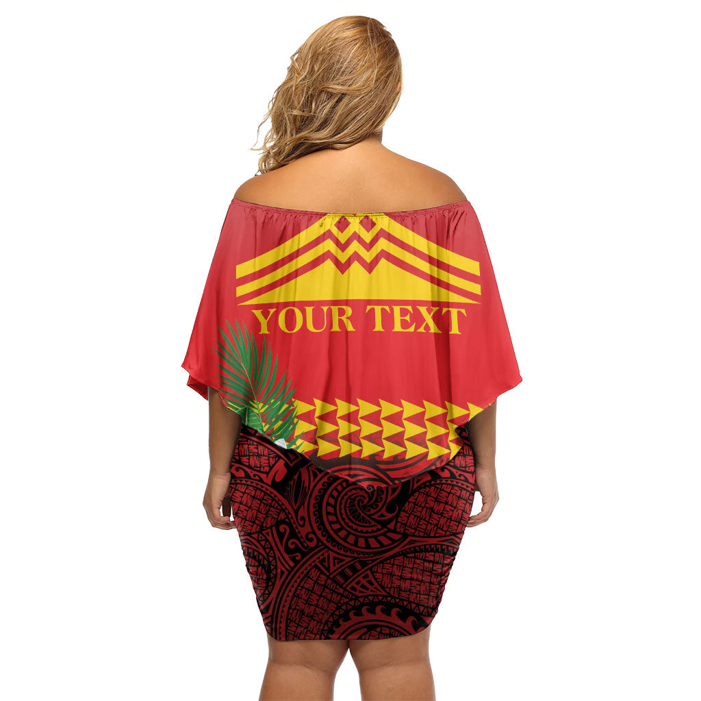 Hawaii Ku Kia'i Mauna Personalized Family Matching Off Shoulder Short Dress and Hawaiian Shirt Hibiscus Kakau Pattern