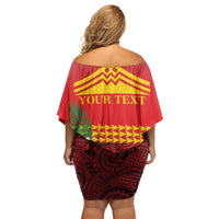Hawaii Ku Kia'i Mauna Personalized Family Matching Off Shoulder Short Dress and Hawaiian Shirt Hibiscus Kakau Pattern