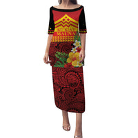 Hawaii Ku Kia'i Mauna Personalized Family Matching Puletasi and Hawaiian Shirt Hibiscus Kakau Pattern