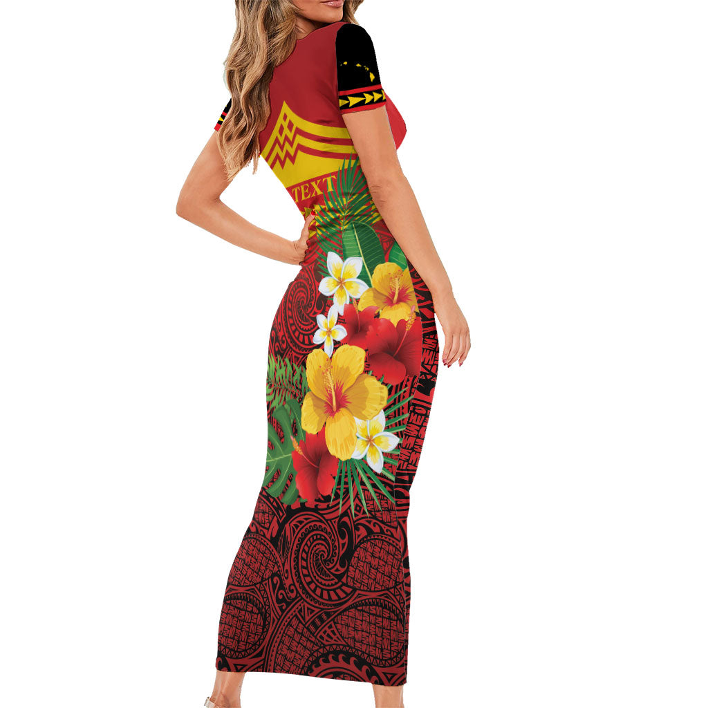 Hawaii Ku Kia'i Mauna Personalized Family Matching Short Sleeve Bodycon Dress and Hawaiian Shirt Hibiscus Kakau Pattern