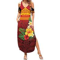 Hawaii Ku Kia'i Mauna Personalized Family Matching Summer Maxi Dress and Hawaiian Shirt Hibiscus Kakau Pattern