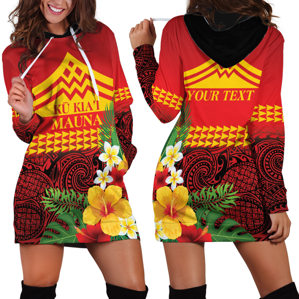 Hawaii Ku Kia'i Mauna Personalized Hoodie Dress Hibiscus Kakau Pattern