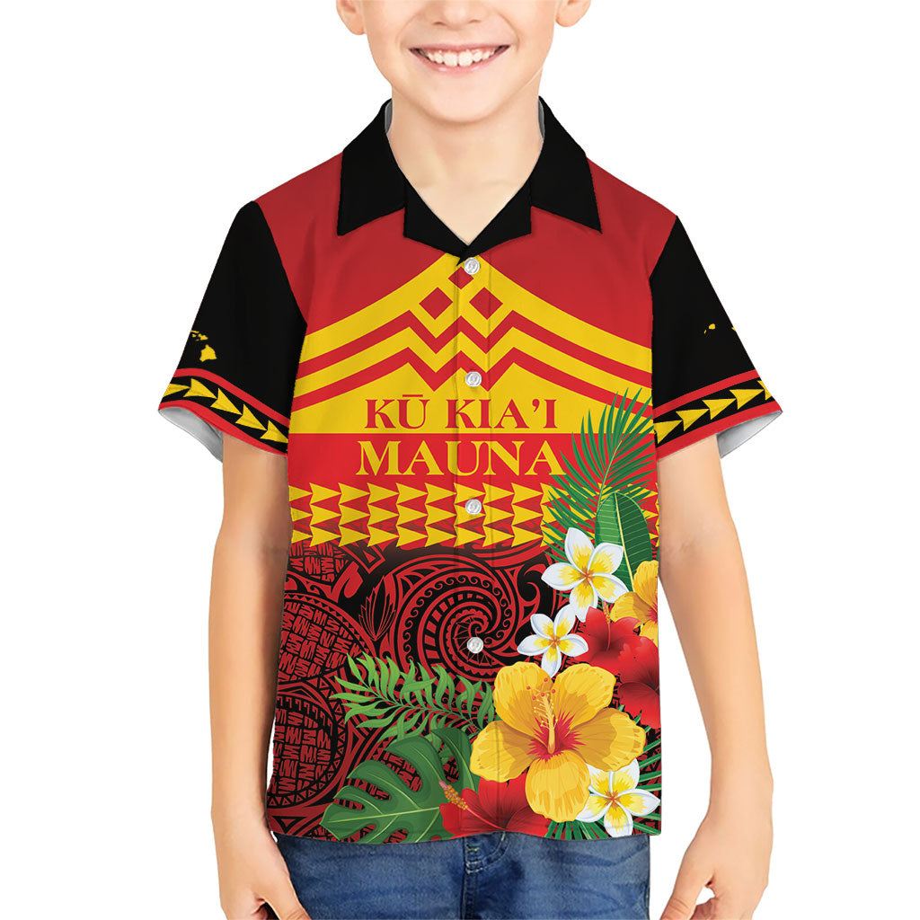 Hawaii Ku Kia'i Mauna Personalized Kid Hawaiian Shirt Hibiscus Kakau Pattern