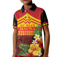 Hawaii Ku Kia'i Mauna Personalized Kid Polo Shirt Hibiscus Kakau Pattern