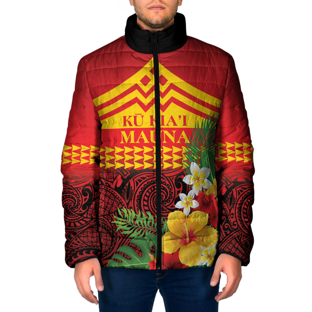 Hawaii Ku Kia'i Mauna Personalized Padded Jacket Hibiscus Kakau Pattern