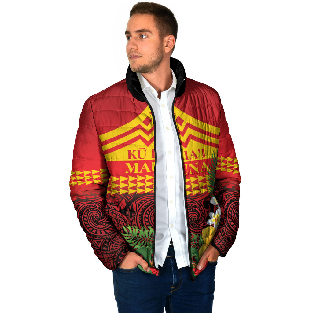 Hawaii Ku Kia'i Mauna Personalized Padded Jacket Hibiscus Kakau Pattern
