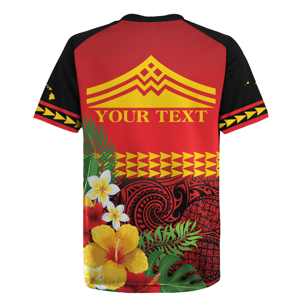 Hawaii Ku Kia'i Mauna Personalized Rugby Jersey Hibiscus Kakau Pattern