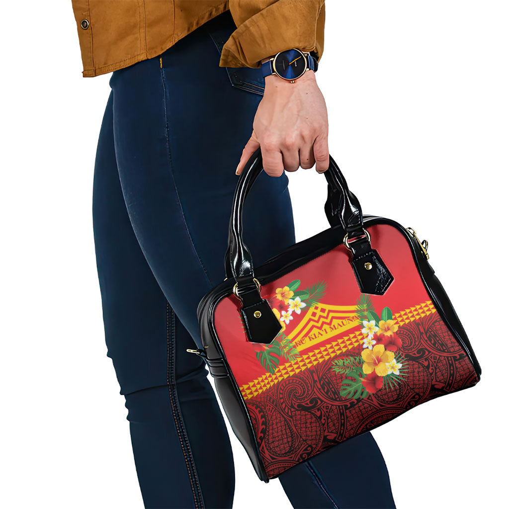 Hawaii Ku Kia'i Mauna Shoulder Handbag Hibiscus Kakau Pattern