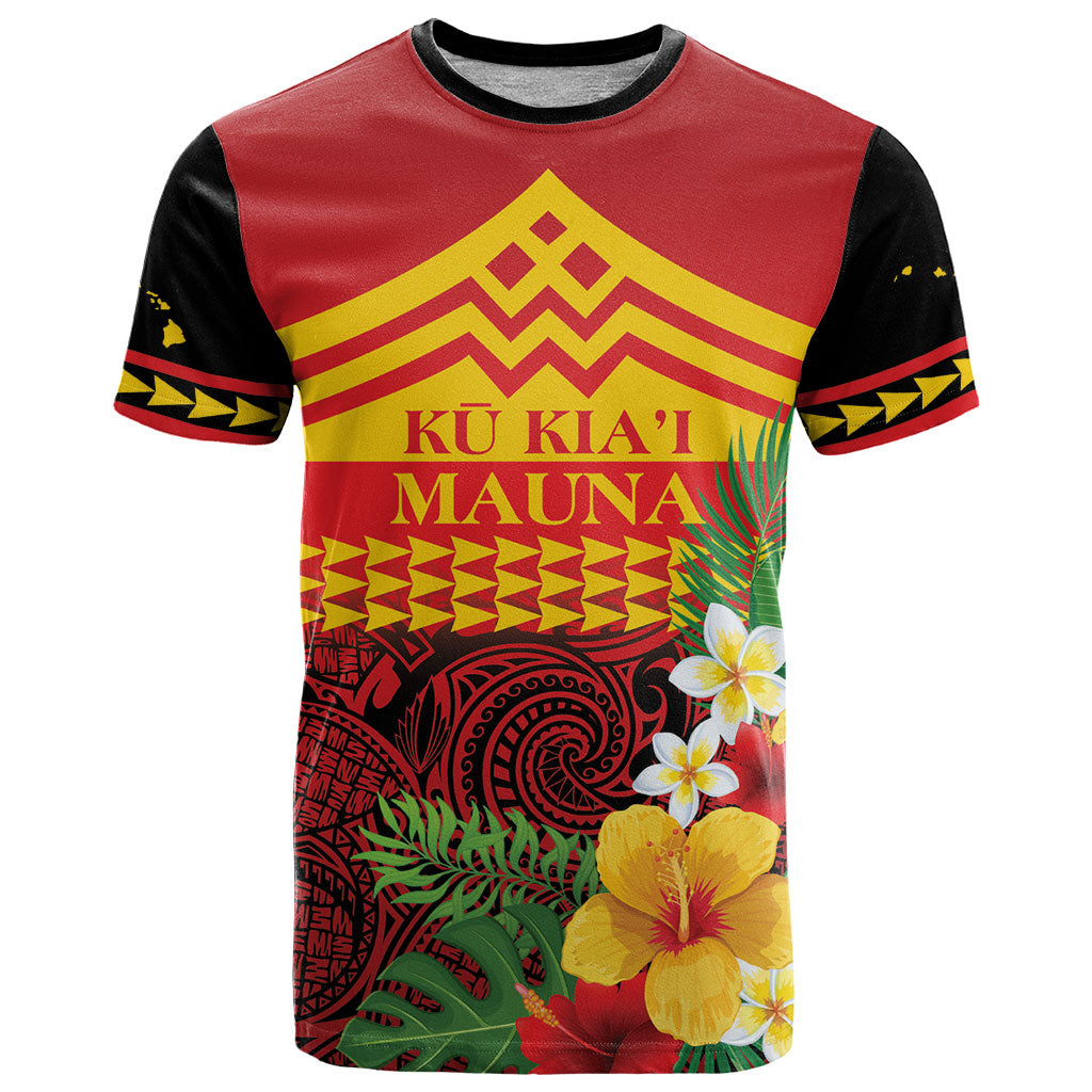 Hawaii Ku Kia'i Mauna Personalized T Shirt Hibiscus Kakau Pattern
