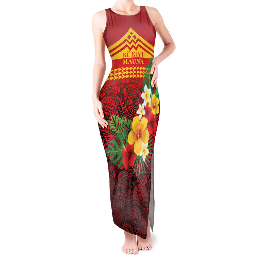 Hawaii Ku Kia'i Mauna Personalized Tank Maxi Dress Hibiscus Kakau Pattern