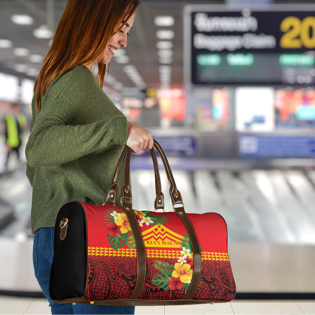 Hawaii Ku Kia'i Mauna Travel Bag Hibiscus Kakau Pattern