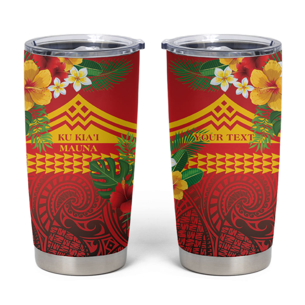 Hawaii Ku Kia'i Mauna Personalized Tumbler Cup Hibiscus Kakau Pattern