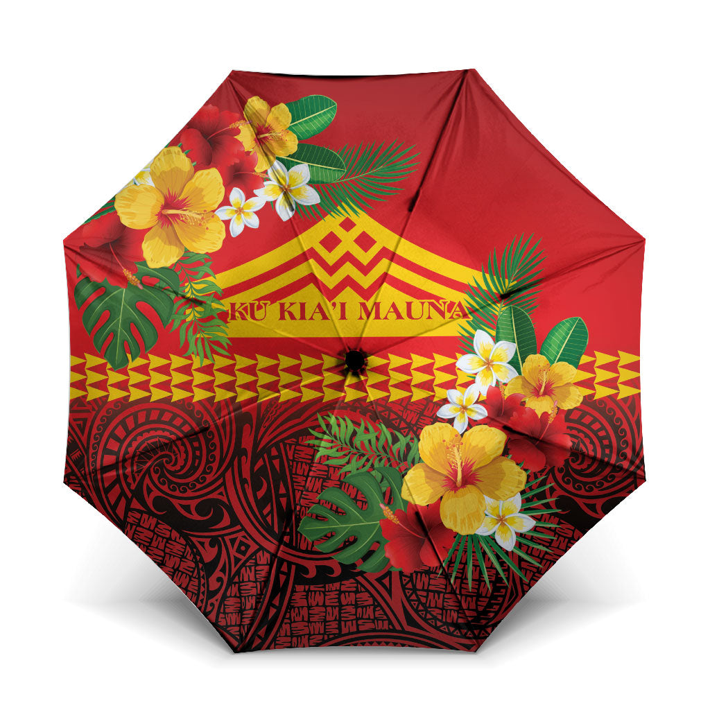 Hawaii Ku Kia'i Mauna Umbrella Hibiscus Kakau Pattern