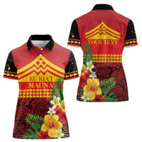 Hawaii Ku Kia'i Mauna Personalized Women Polo Shirt Hibiscus Kakau Pattern
