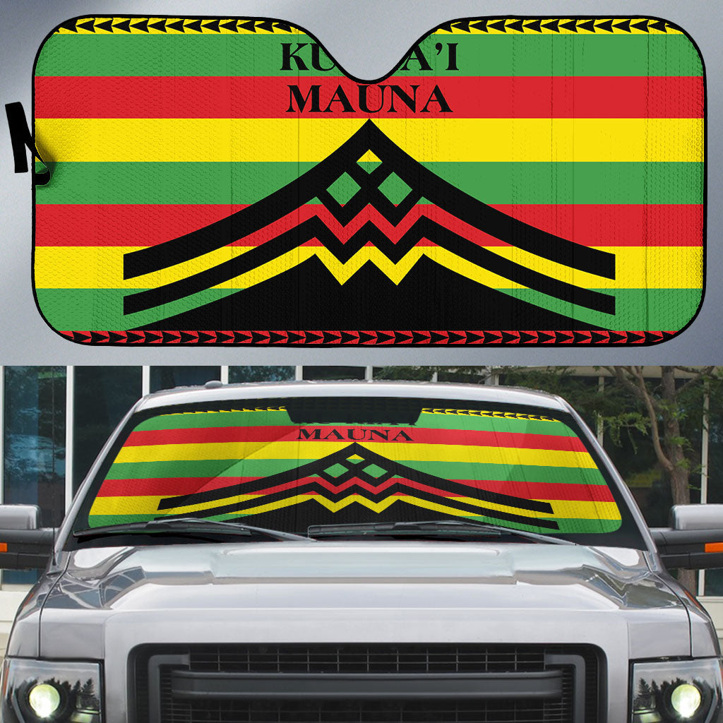 Hawaii Ku Kia'i Mauna Auto Sun Shade Hawaiian Kanaka Maoli Motif