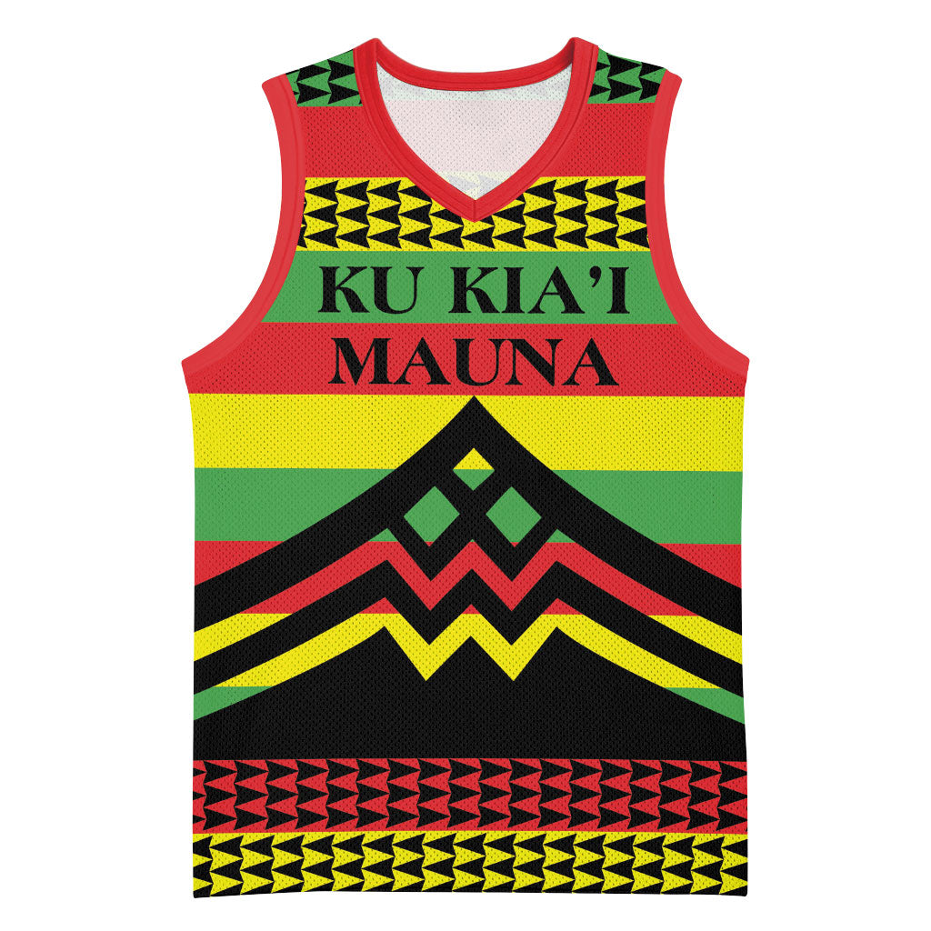Hawaii Ku Kia'i Mauna Personalized Basketball Jersey Hawaiian Kanaka Maoli Motif