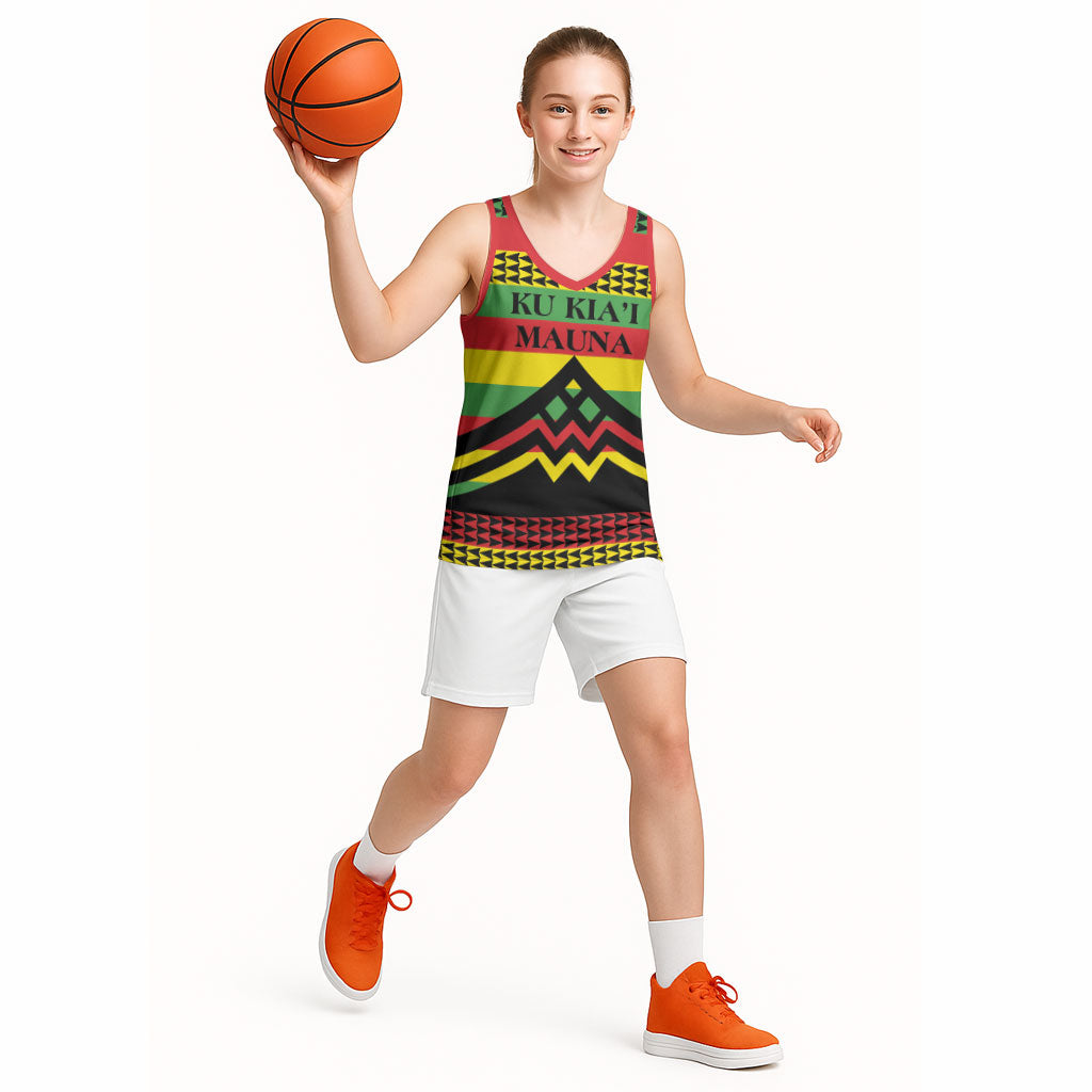 Hawaii Ku Kia'i Mauna Personalized Basketball Jersey Hawaiian Kanaka Maoli Motif