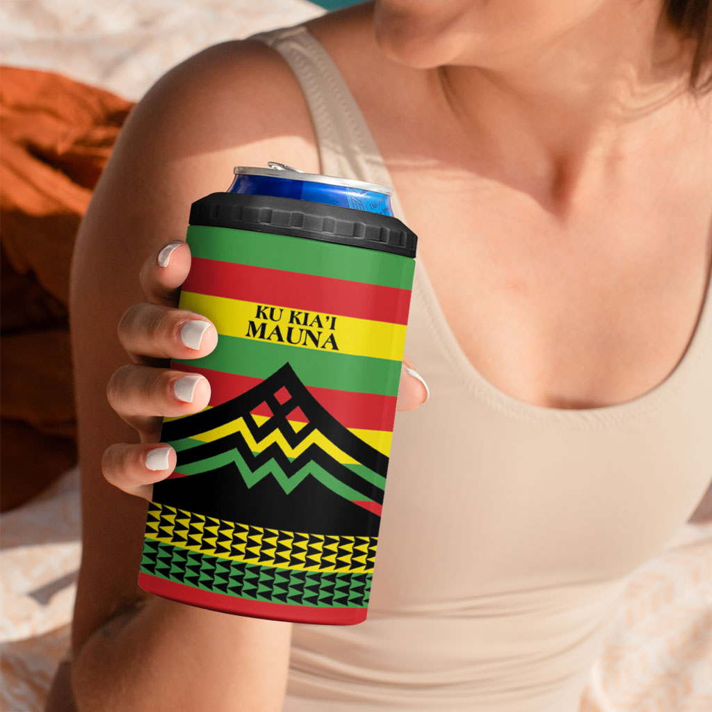 Hawaii Ku Kia'i Mauna Personalized 4 in 1 Can Cooler Tumbler Hawaiian Kanaka Maoli Motif