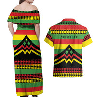 Hawaii Ku Kia'i Mauna Personalized Couples Matching Off Shoulder Maxi Dress and Hawaiian Shirt Hawaiian Kanaka Maoli Motif