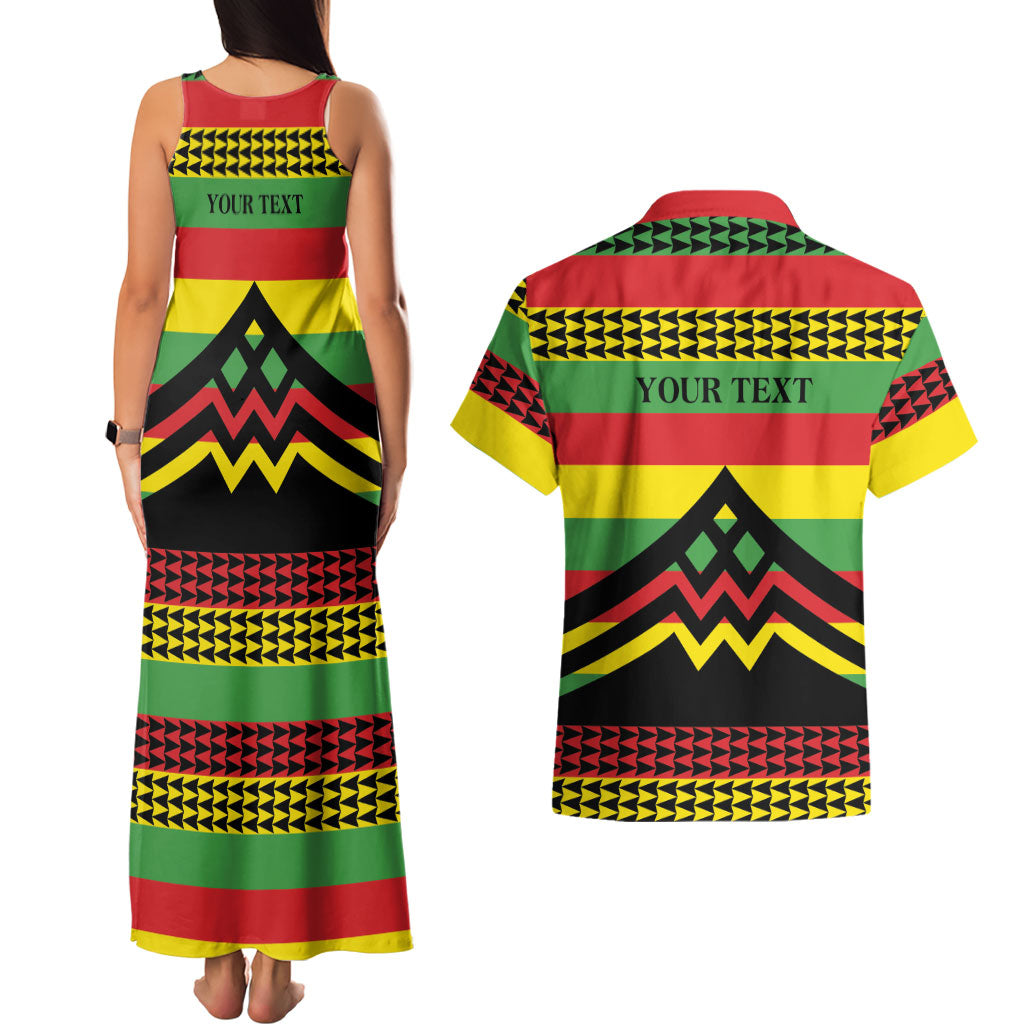 Hawaii Ku Kia'i Mauna Personalized Couples Matching Tank Maxi Dress and Hawaiian Shirt Hawaiian Kanaka Maoli Motif