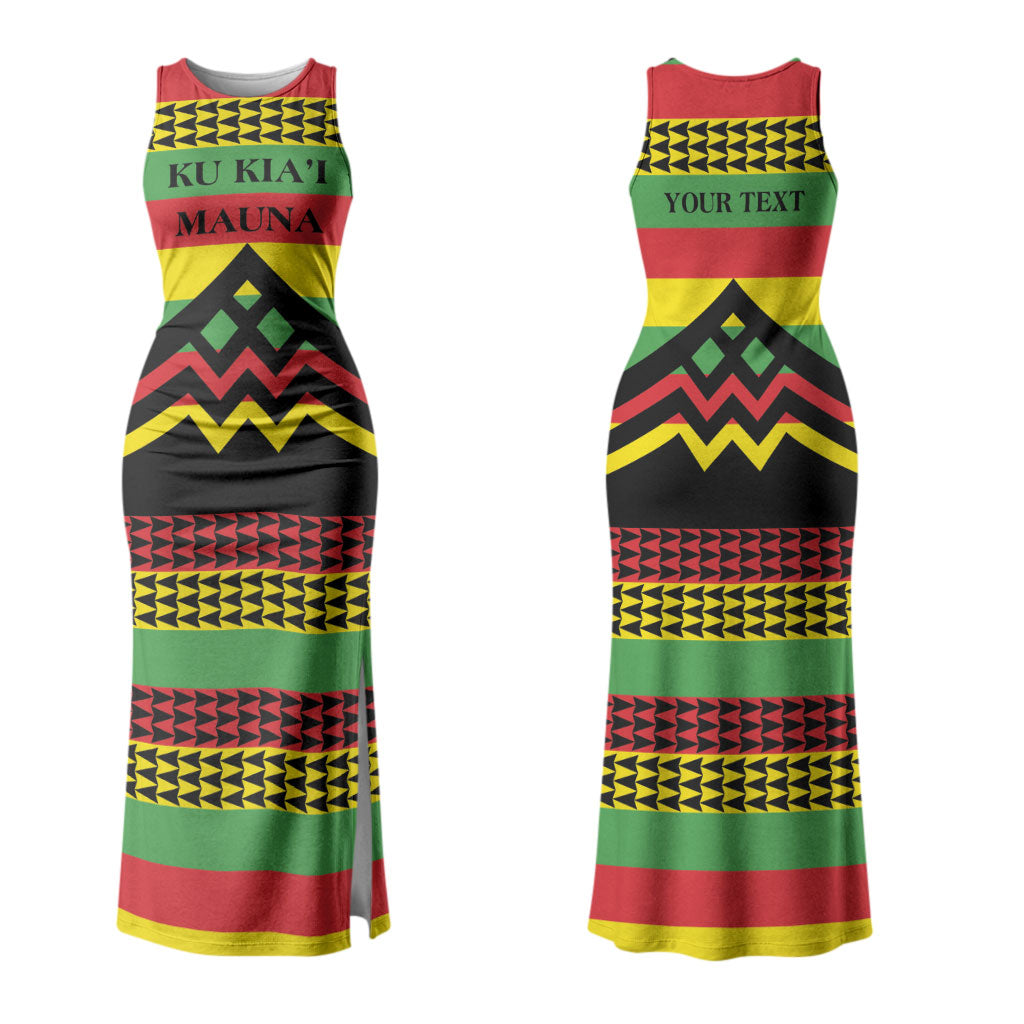 Hawaii Ku Kia'i Mauna Personalized Couples Matching Tank Maxi Dress and Hawaiian Shirt Hawaiian Kanaka Maoli Motif LT9 - Polynesian Pride