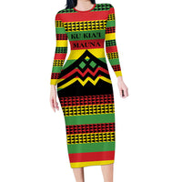 Hawaii Ku Kia'i Mauna Personalized Family Matching Long Sleeve Bodycon Dress and Hawaiian Shirt Hawaiian Kanaka Maoli Motif