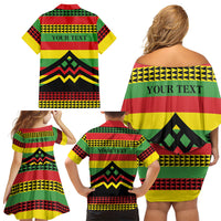 Hawaii Ku Kia'i Mauna Personalized Family Matching Off Shoulder Short Dress and Hawaiian Shirt Hawaiian Kanaka Maoli Motif