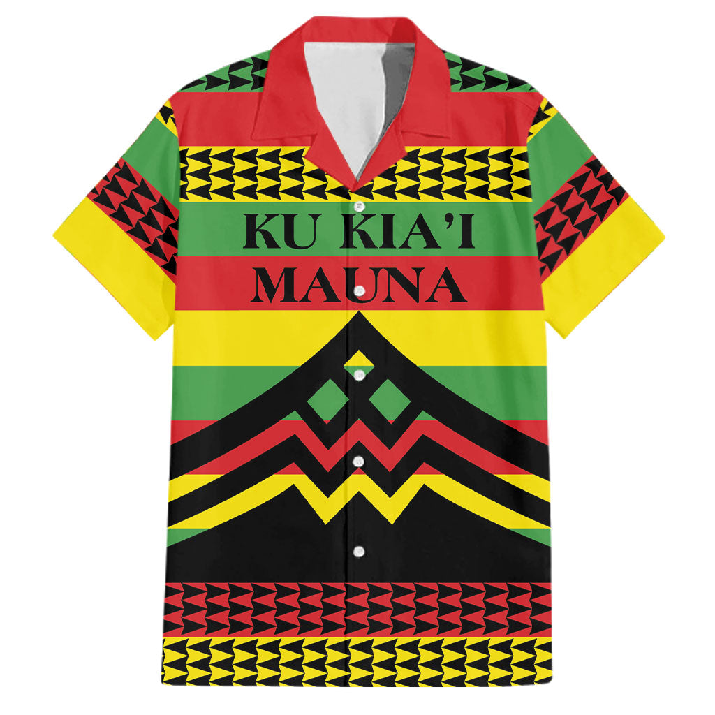 Hawaii Ku Kia'i Mauna Personalized Family Matching Off Shoulder Short Dress and Hawaiian Shirt Hawaiian Kanaka Maoli Motif