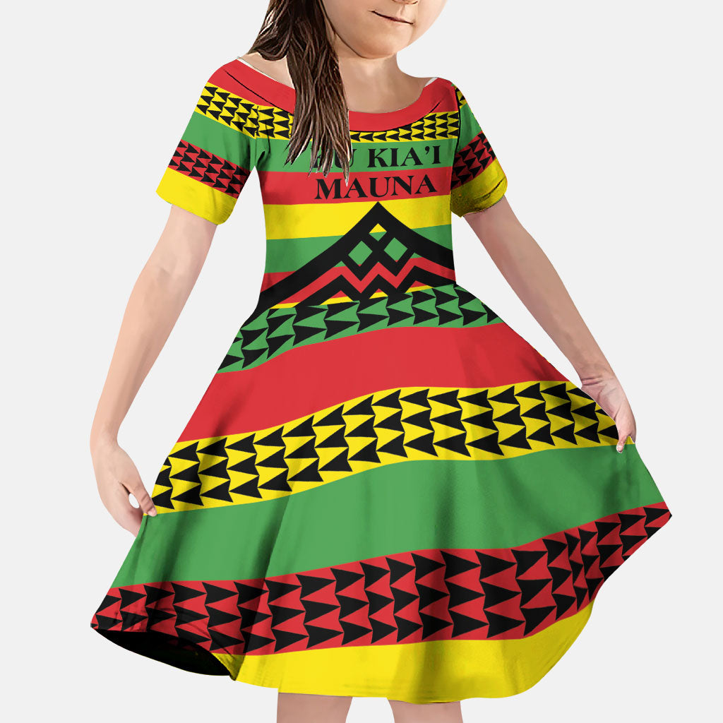 Hawaii Ku Kia'i Mauna Personalized Family Matching Short Sleeve Bodycon Dress and Hawaiian Shirt Hawaiian Kanaka Maoli Motif