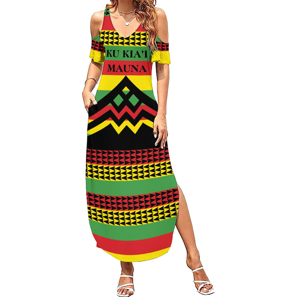 Hawaii Ku Kia'i Mauna Personalized Family Matching Summer Maxi Dress and Hawaiian Shirt Hawaiian Kanaka Maoli Motif