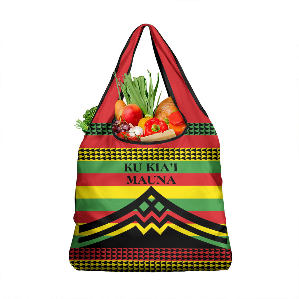 Hawaii Ku Kia'i Mauna Grocery Bag Hawaiian Kanaka Maoli Motif